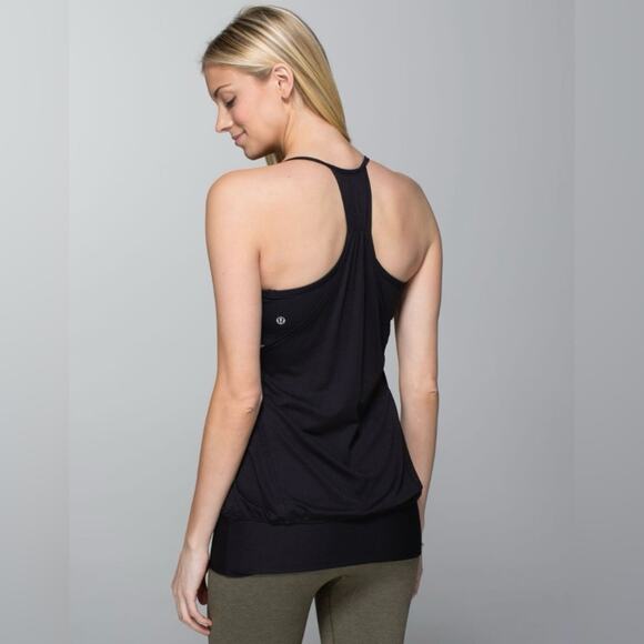 Lululemon No Limits Tank Top Activewear Built In Bra Black Yoga Mesh Airy Size 6 - Picture 1 of 10